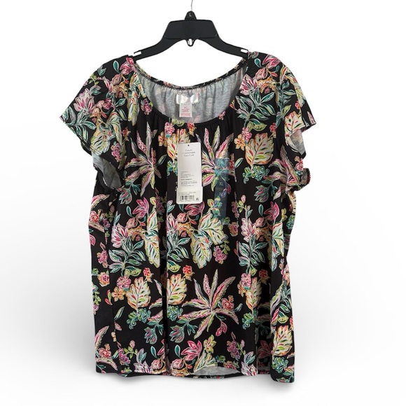 Tops - NWT Stella Parker Collection Multicolor Off Shoulder Short Sleeve Top Size XL